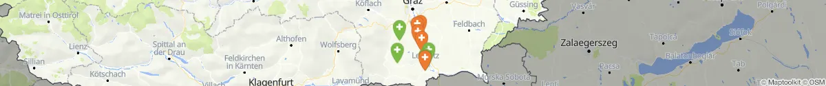 Kartenansicht für Apotheken-Notdienste in der Nähe von Hengsberg (Leibnitz, Steiermark)